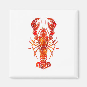 Red polygonal lobster magnet