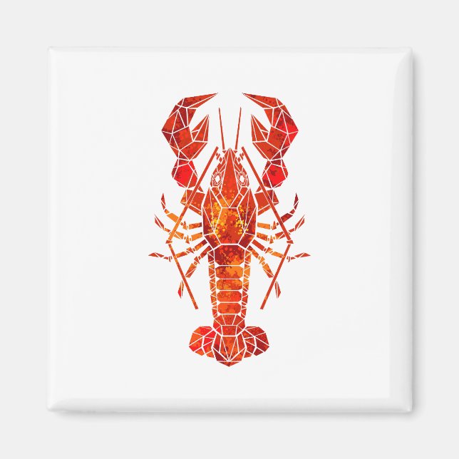 Red polygonal lobster magnet (Front)