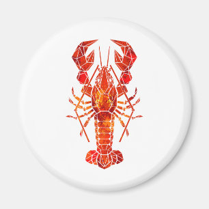 Red polygonal lobster magnet