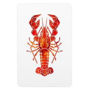 Red polygonal lobster magnet