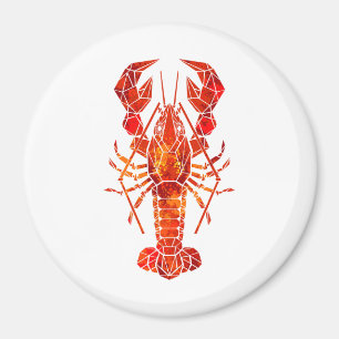 Red polygonal lobster magnet