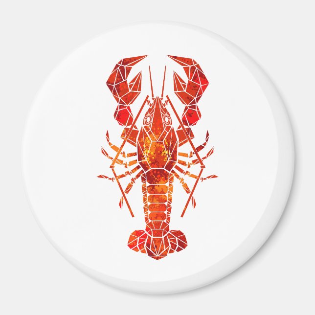 Red polygonal lobster magnet (Front)