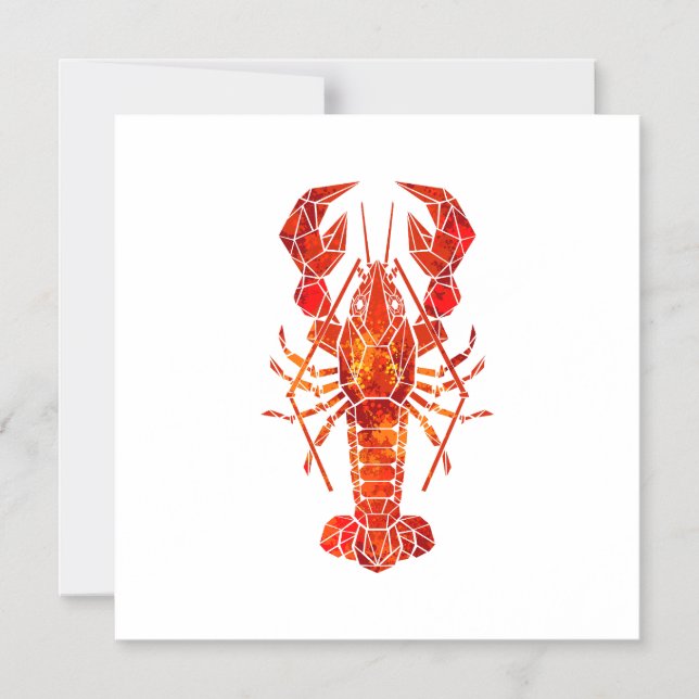 Red polygonal lobster magnetic invitation (Front)