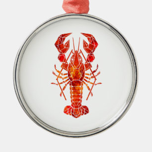 Red polygonal lobster metal ornament