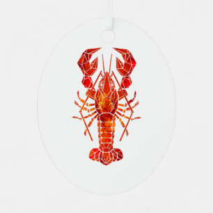 Red polygonal lobster metal tree decoration