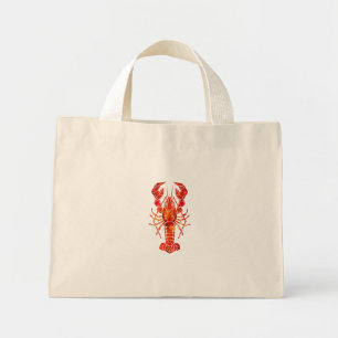 Red polygonal lobster mini tote bag