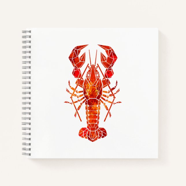 Red polygonal lobster notebook (Front)