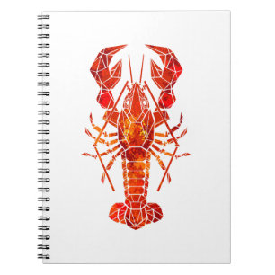Red polygonal lobster notebook