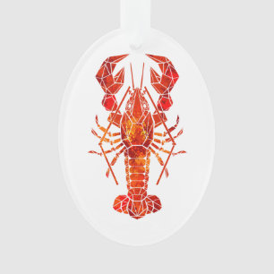 Red polygonal lobster ornament