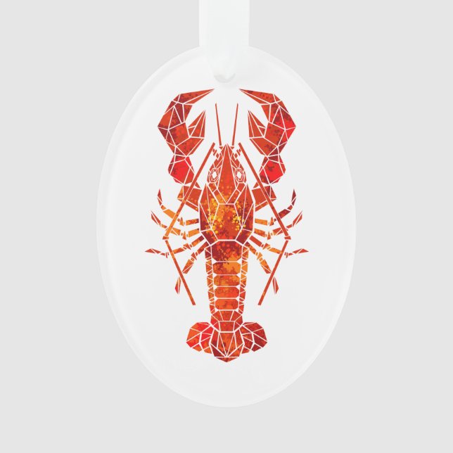 Red polygonal lobster ornament (Front)