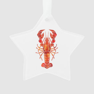 Red polygonal lobster ornament