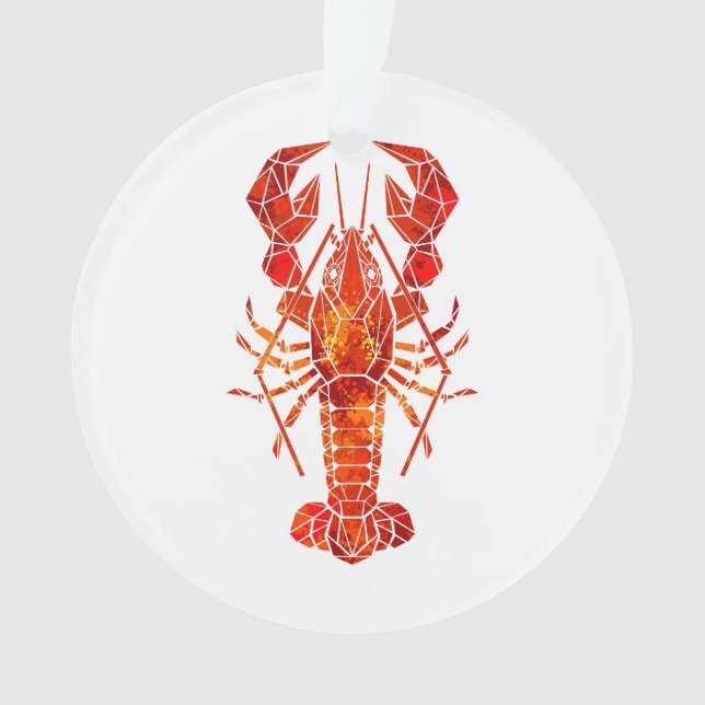 Red polygonal lobster ornament (Front)