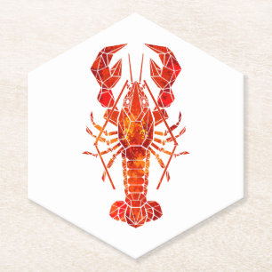 Red polygonal lobster paper coaster