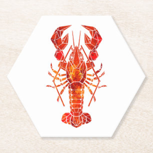Red polygonal lobster paper coaster