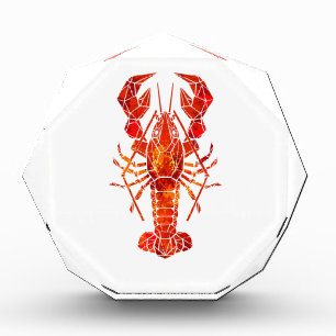 Red polygonal lobster photo block
