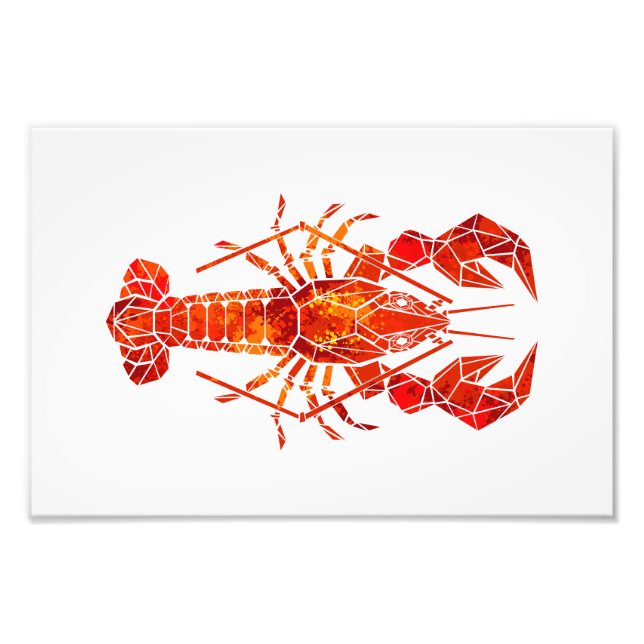 Red polygonal lobster photo print (Front)