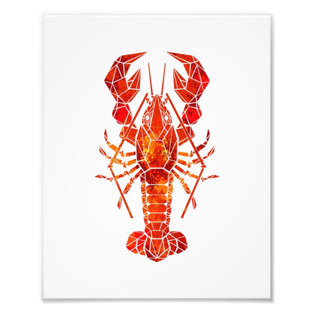 Red polygonal lobster photo print (Front)