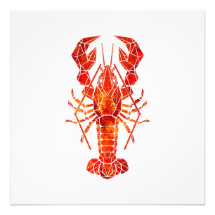 Red polygonal lobster photo print