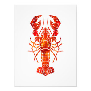 Red polygonal lobster photo print