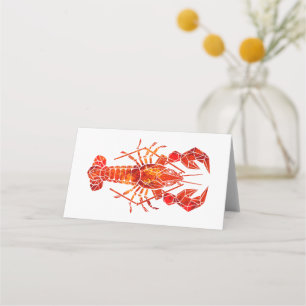 Red polygonal lobster place card