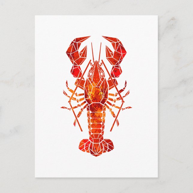 Red polygonal lobster postcard (Front)
