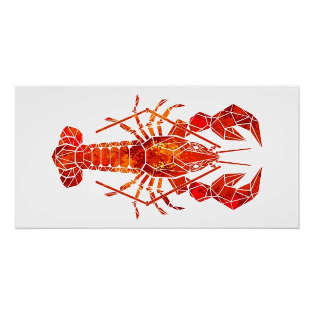 Red polygonal lobster poster (Front)