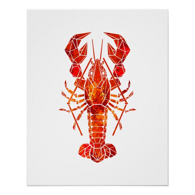 Red polygonal lobster poster (Front)