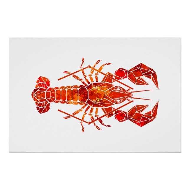 Red polygonal lobster poster (Front)