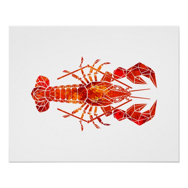 Red polygonal lobster poster (Front)