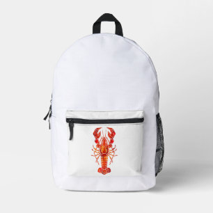 Red polygonal lobster printed backpack