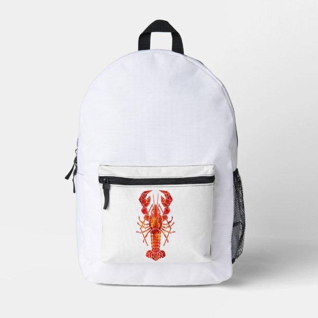 Red polygonal lobster printed backpack (Front)