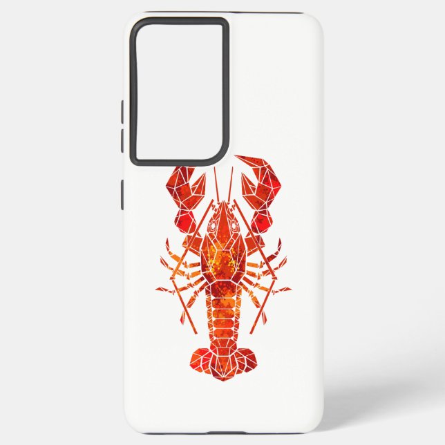 Red polygonal lobster samsung galaxy s21+ case (Back)
