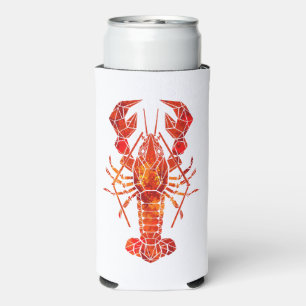 Red polygonal lobster seltzer can cooler