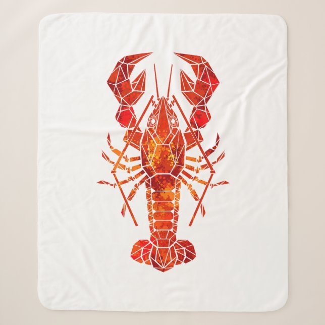 Red polygonal lobster sherpa blanket (Front)