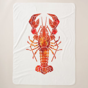 Red polygonal lobster sherpa blanket
