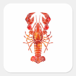 Red polygonal lobster square sticker