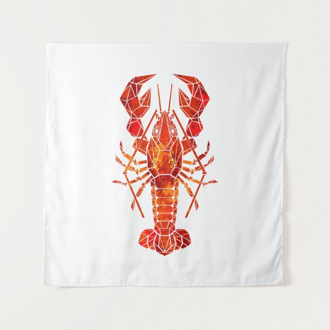Red polygonal lobster tapestry (Front)