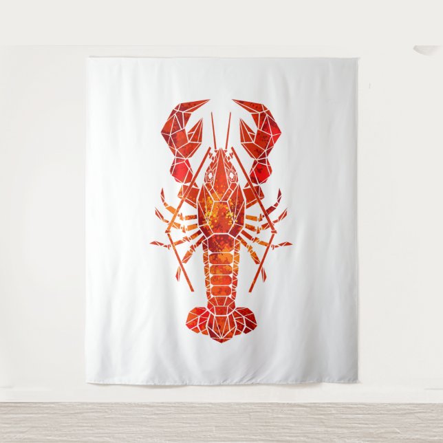 Red polygonal lobster tapestry (Front)