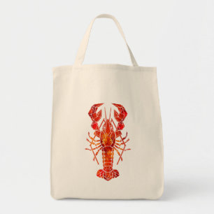 Red polygonal lobster tote bag