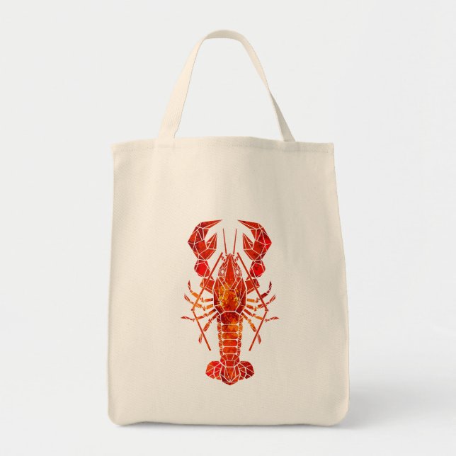 Red polygonal lobster tote bag (Front)