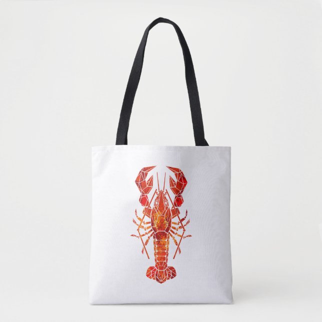 Red polygonal lobster tote bag (Front)