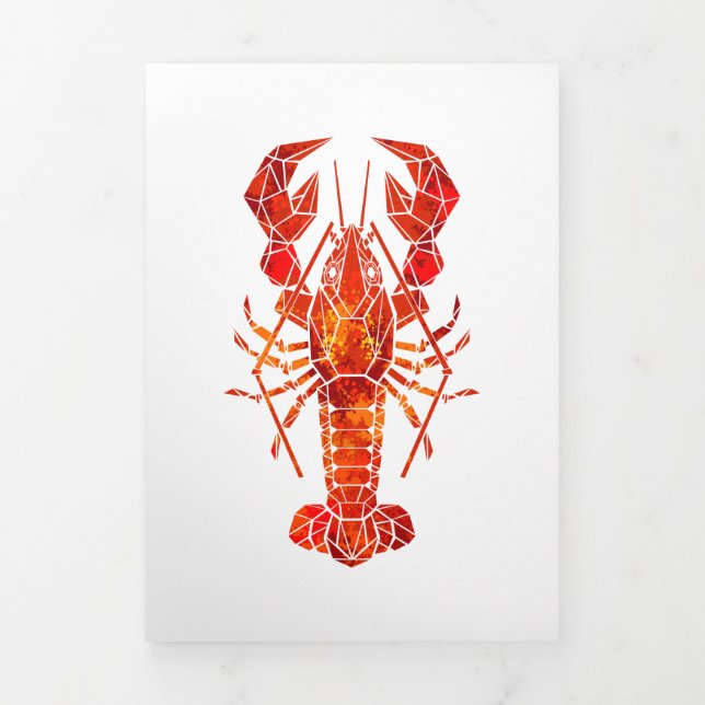 Red polygonal lobster Tri-Fold card (Cover)