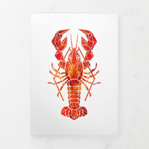 Red polygonal lobster Tri-Fold holiday card