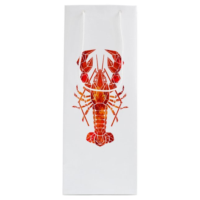 Red polygonal lobster wine gift bag (Front)