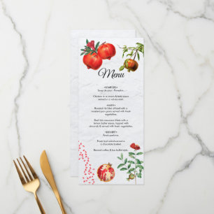 Red Pomegranate Botanical Mediterranean Wedding  Menu