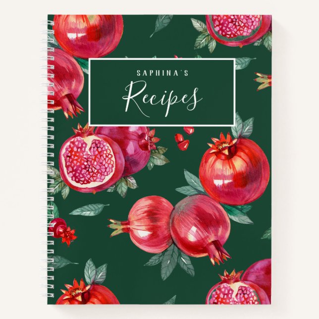 Red Pomegranate Customisable Recipe Book (Front)