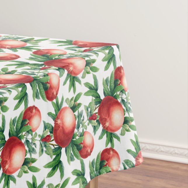Red Pomegranate Fruits & Green Leaves Tablecloth (In Situ)