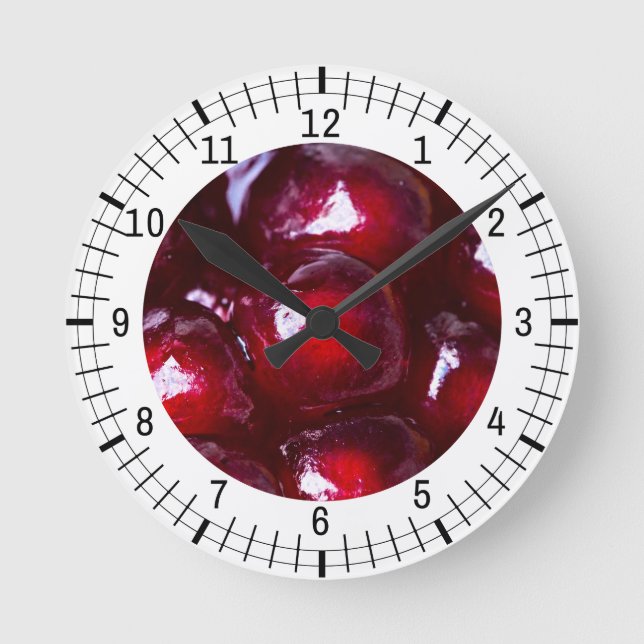 Red Pomegranate Seeds Round Clock (Front)