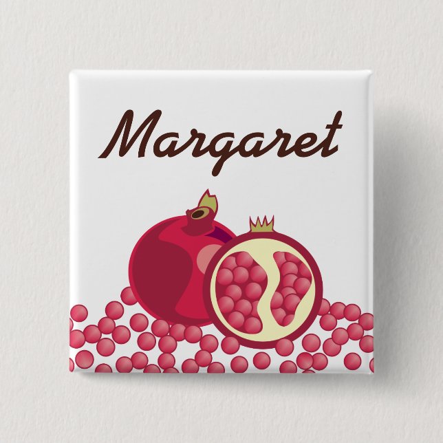 Red pomegranates seeds name badge (Front)