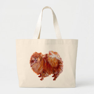 Red Pomeranian Large Tote Bag